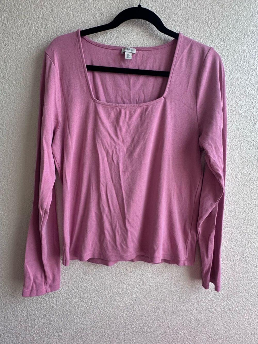 J. Crew Classic Square Neck Long Sleeve Top - Pink Sz XL